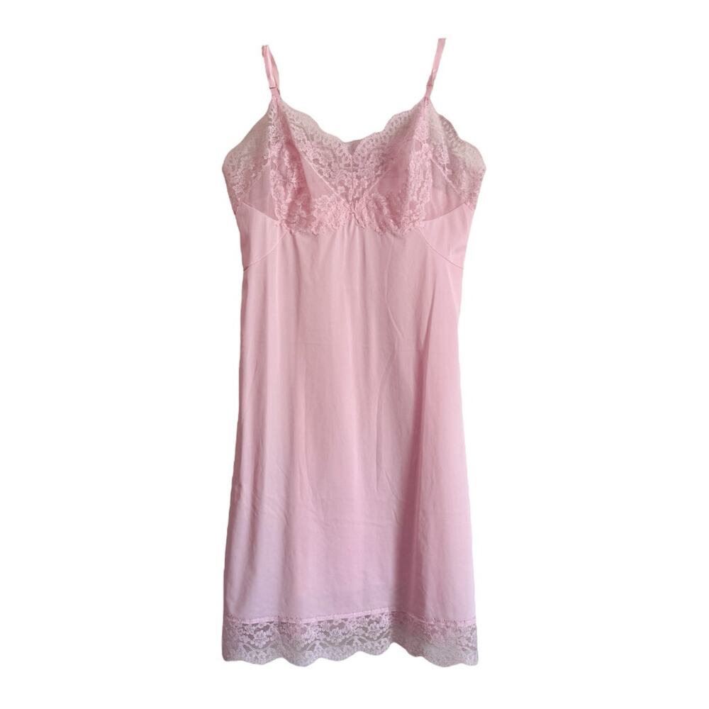 Vintage Slip Dress Pink Lace Fairy Babydoll Coquette Romantic Layering Piece